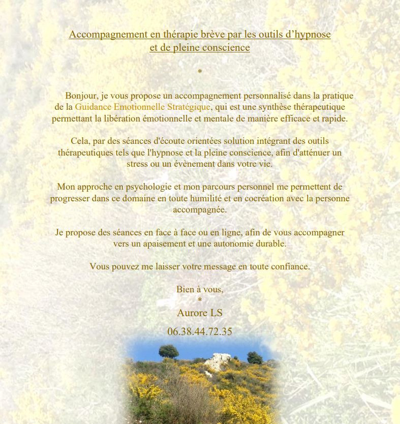 photo activite Aurore -  hypnose - régulation émotionnelle
