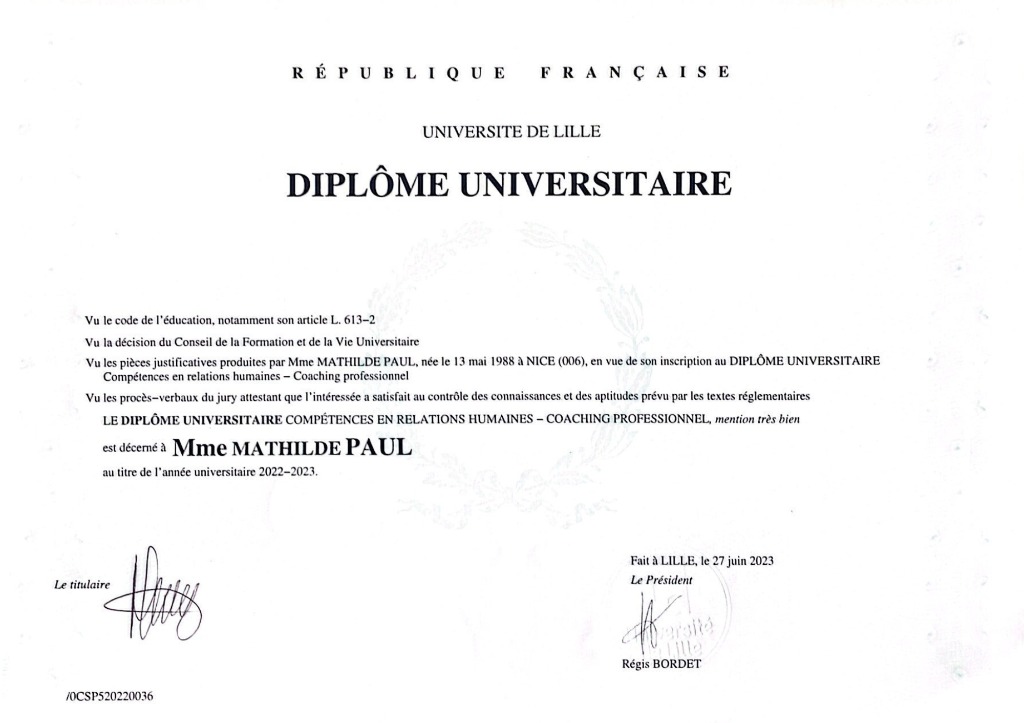 photo diplome Mathilde PAUL