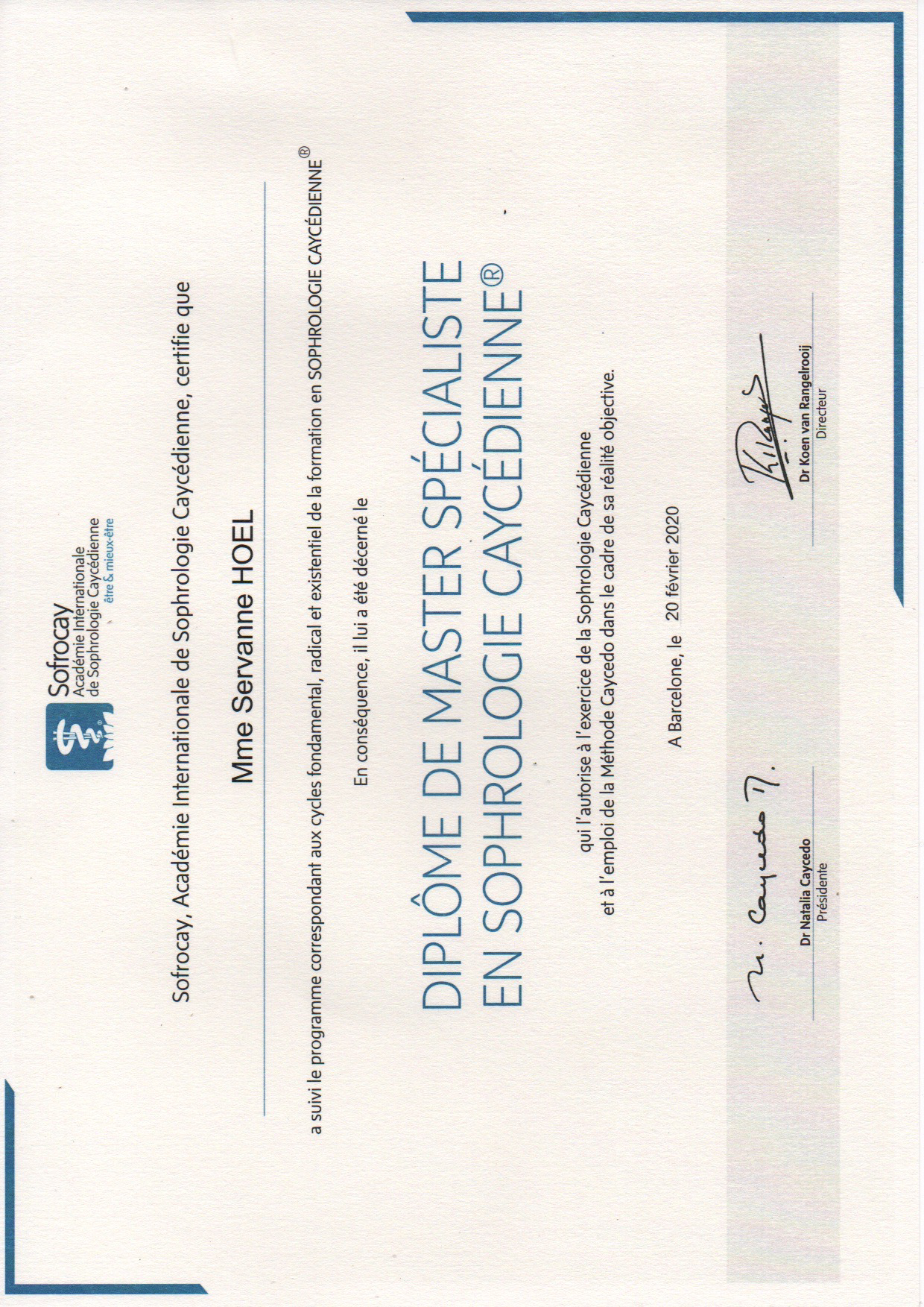 photo diplome Servanne HOËL 