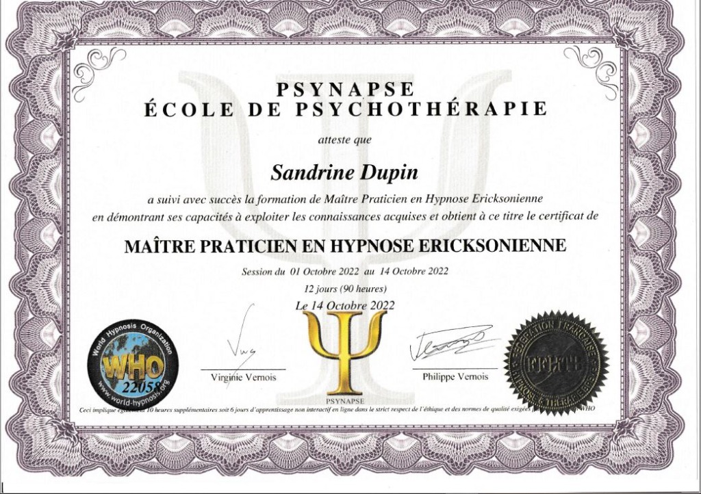 photo diplome Sandrine Dupin 