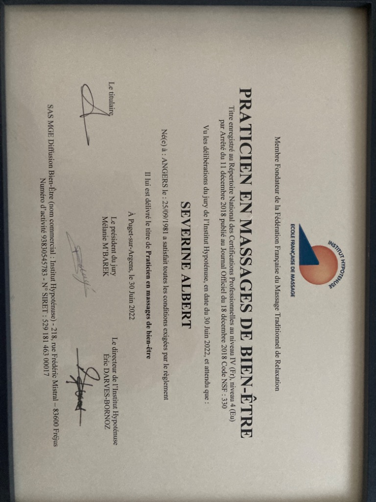 photo diplome Bulle relaxante 