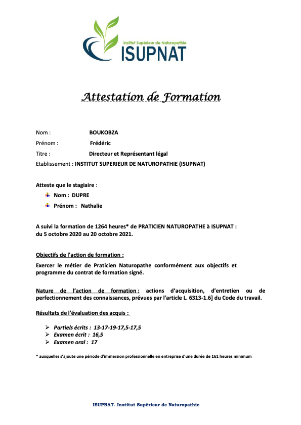 photo diplome Nathalie Dupré