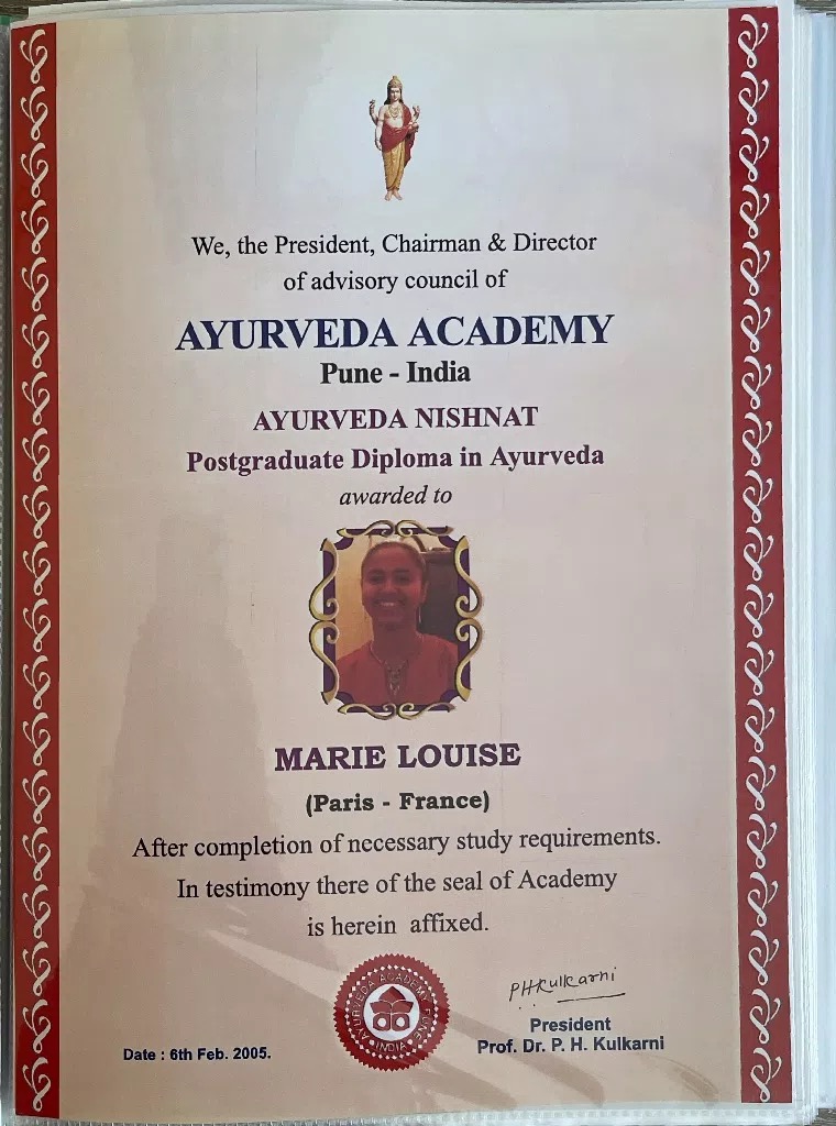 photo diplome AAYURVEDA
