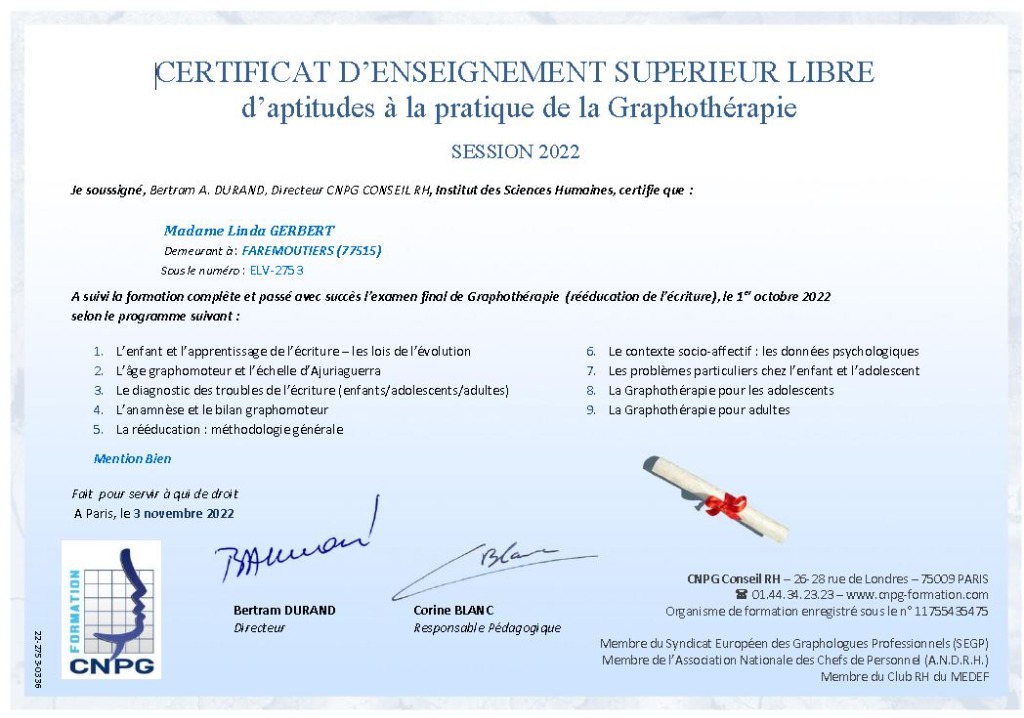 photo diplome Ecrire et Sourire