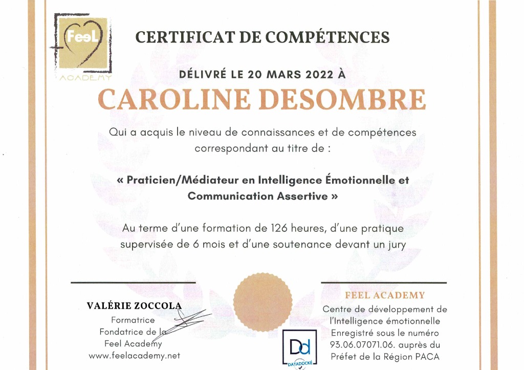 photo diplome Caroline Desombre