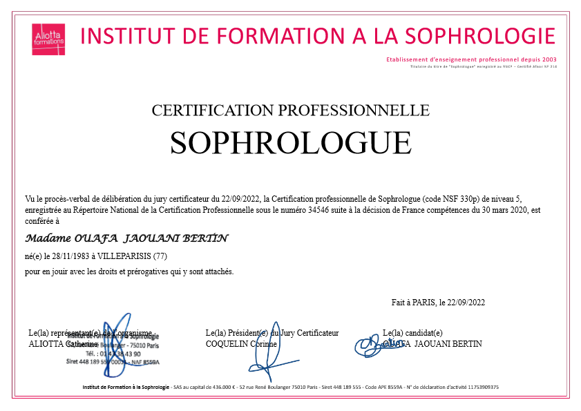 photo diplome Ouafa BERTIN