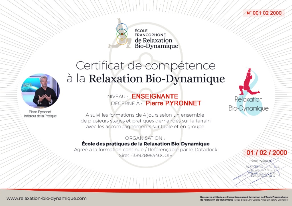 photo diplome Ecole de Relaxation Bio-dynamique