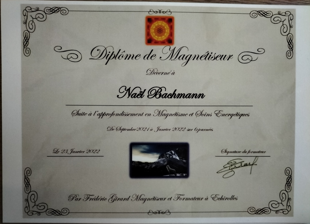 photo diplome Naël Magnétisme