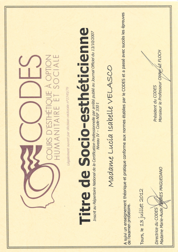 photo diplome Socio-Esthetique / Keratotherapeute