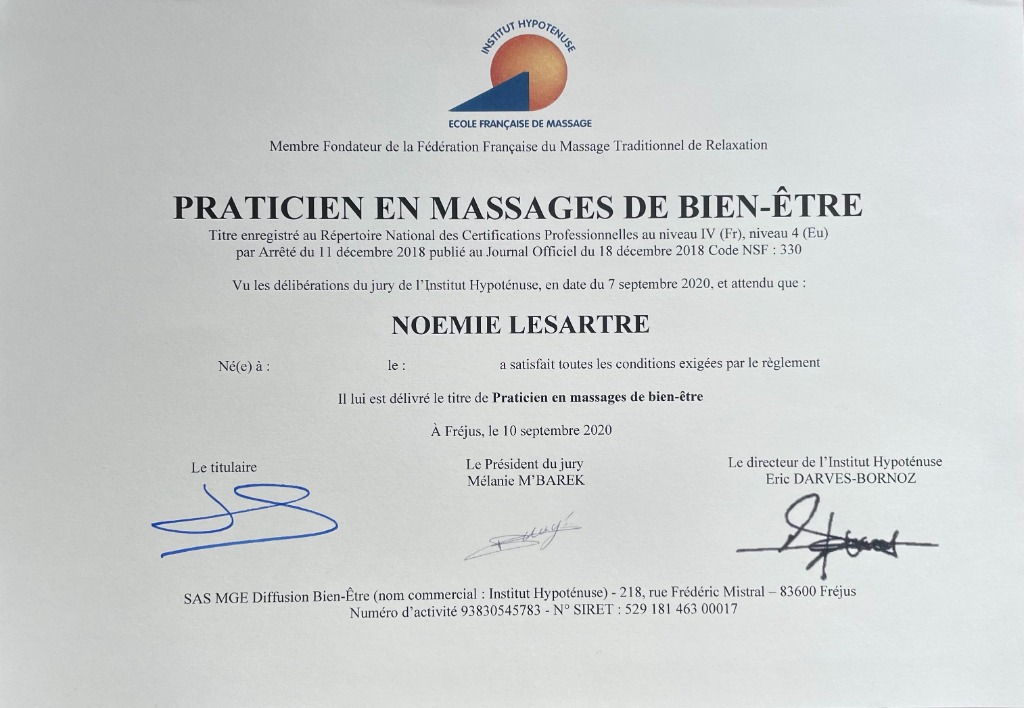 photo diplome Noémie Lesartre