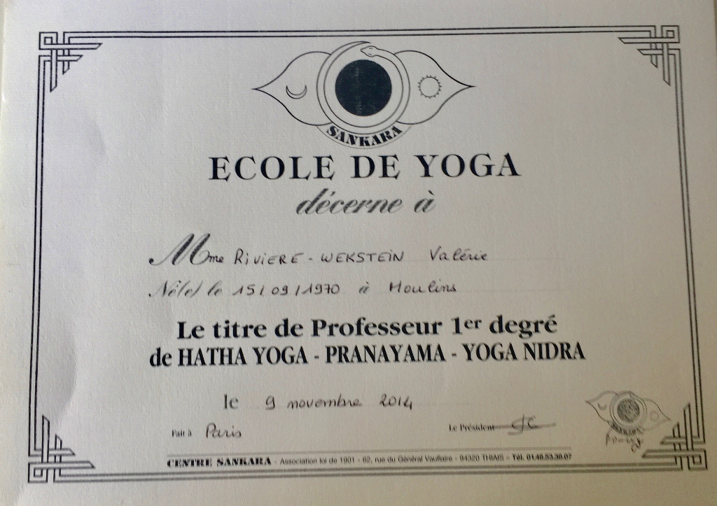 photo diplome SOHAM Yoga, Ayurveda et Périnatalité