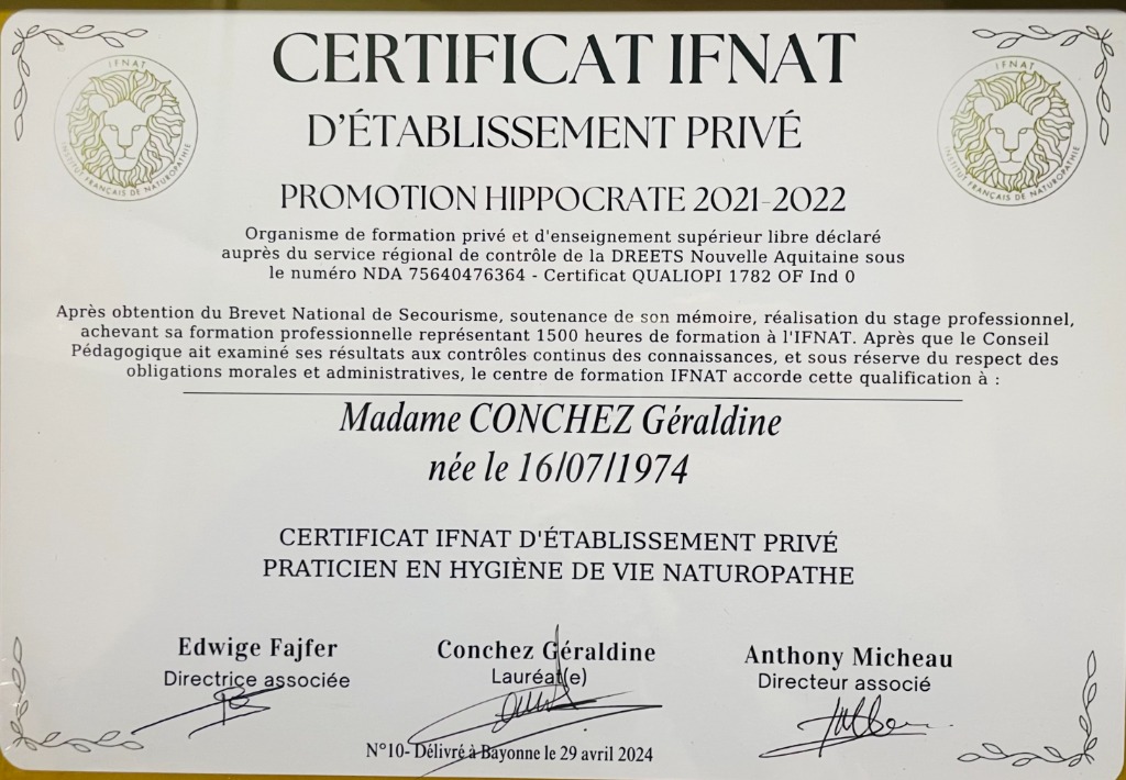 photo diplome Géraldine CONCHEZ