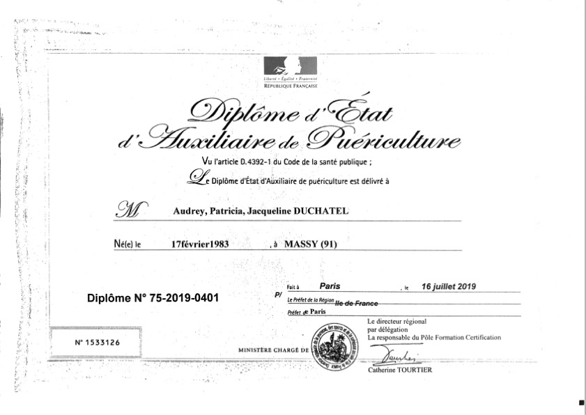 photo diplome Aud’étour du bien naître