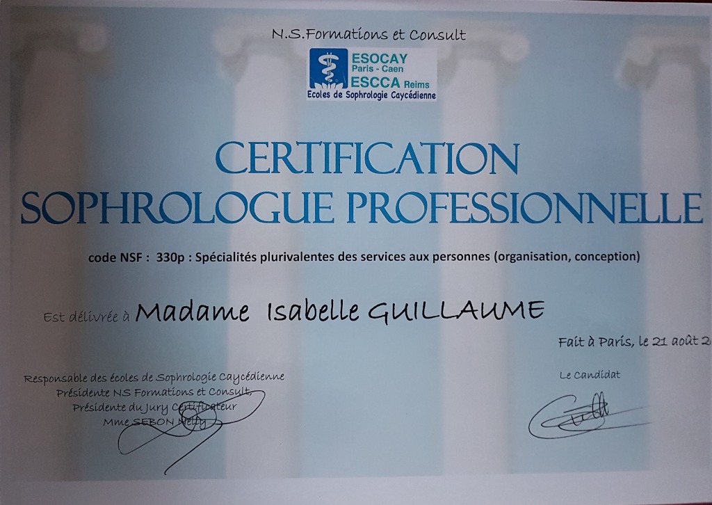 photo diplome Isabelle Guillaume
