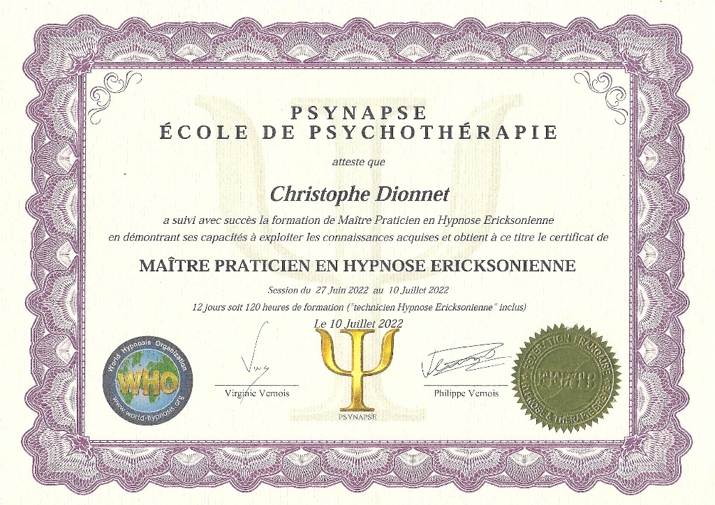 photo diplome Christophe DIONNET