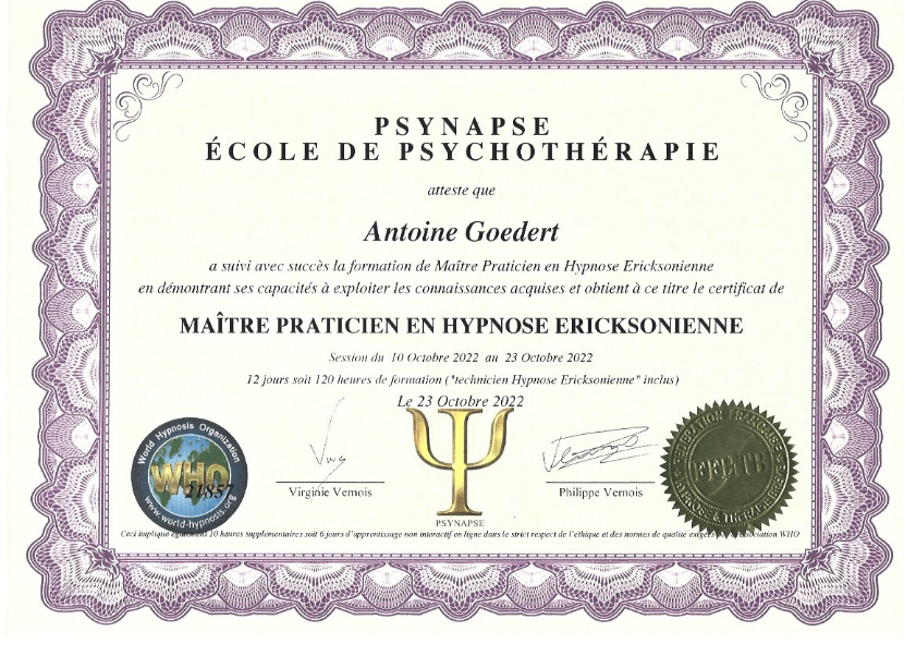 photo diplome Cabinet Antoine Goedert