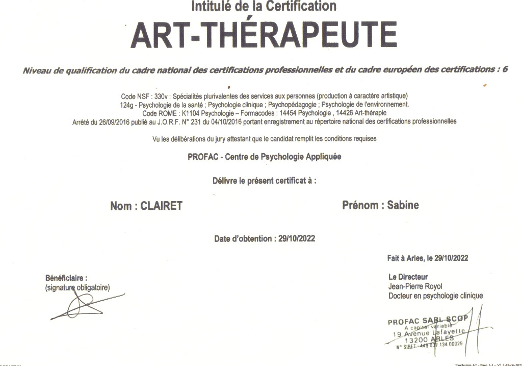 photo diplome Sabine CLAIRET