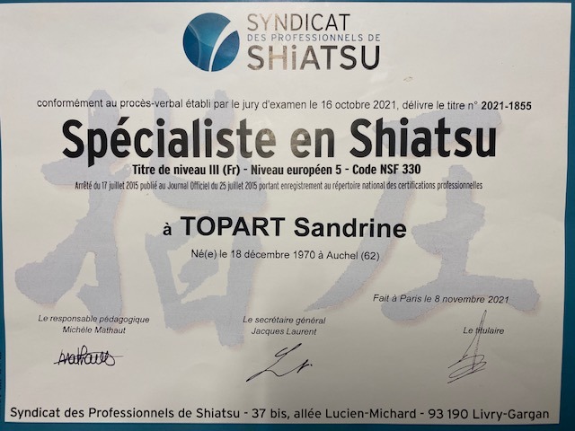 photo diplome Shiatsu et vous