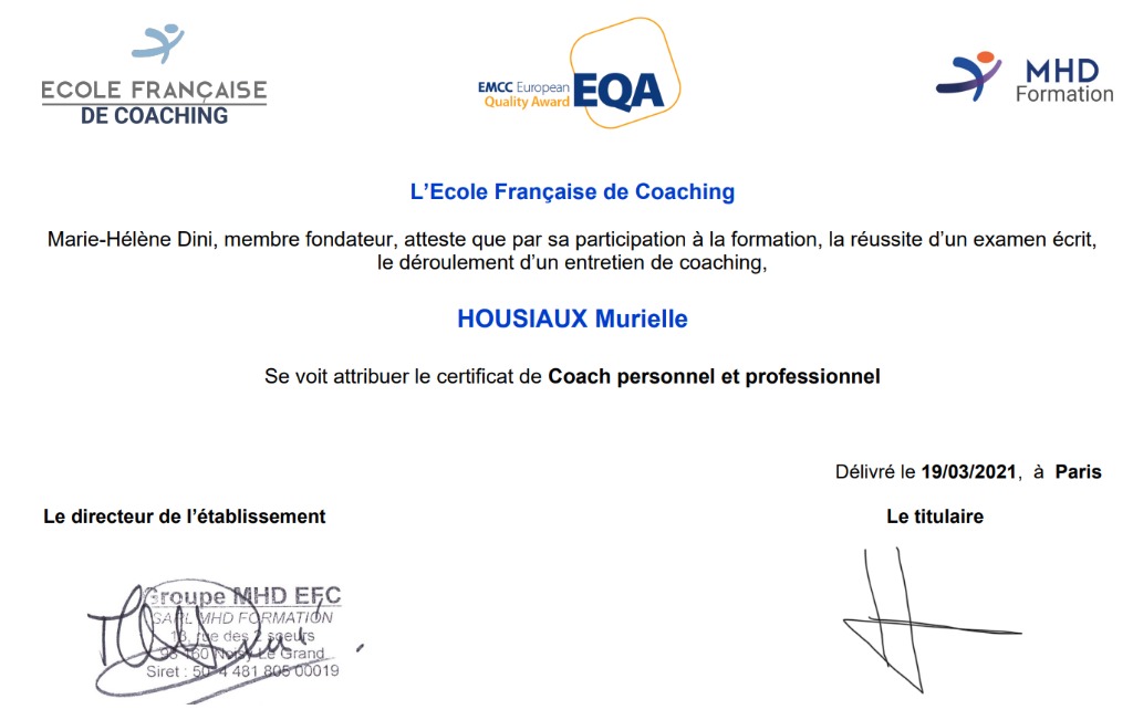 photo diplome MH ÉVEIL Murielle Housiaux 
