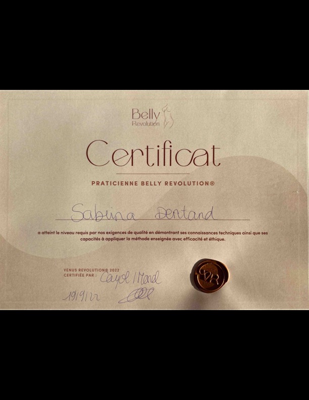 photo diplome Sabrina Dentand - Bulle de sérénité