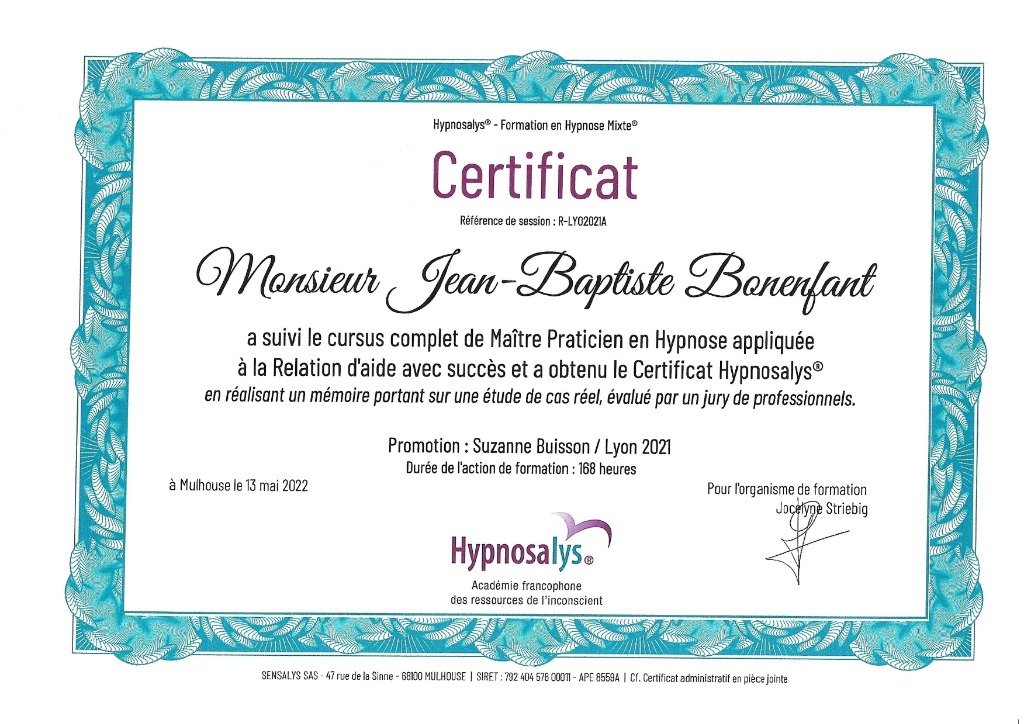 photo diplome Jean-Baptiste Bonenfant