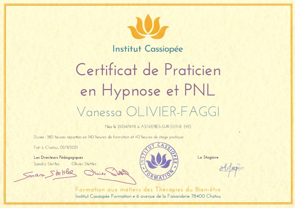 photo diplome Vanessa OLIVIER-FAGGI