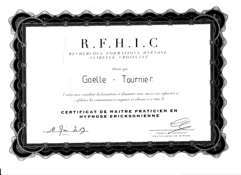 photo diplome Arc Hypnose