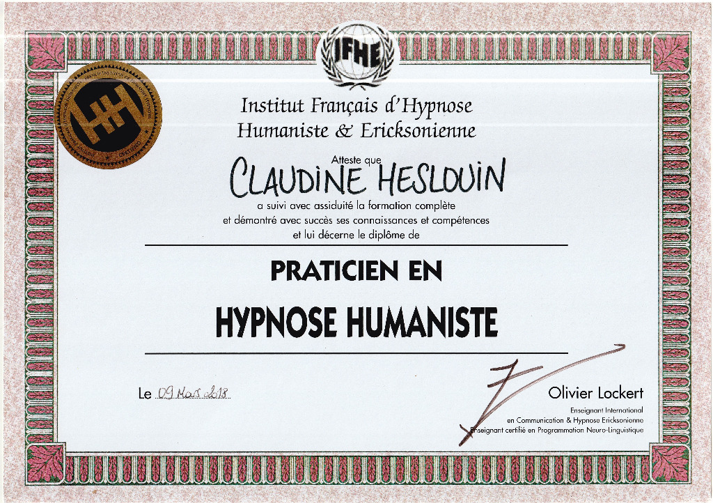 photo diplome Claudine Heslouin Consultants
