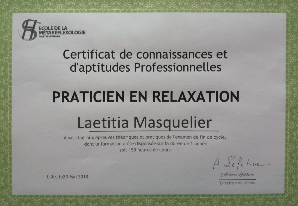 photo diplome MASQUELIER Laetitia