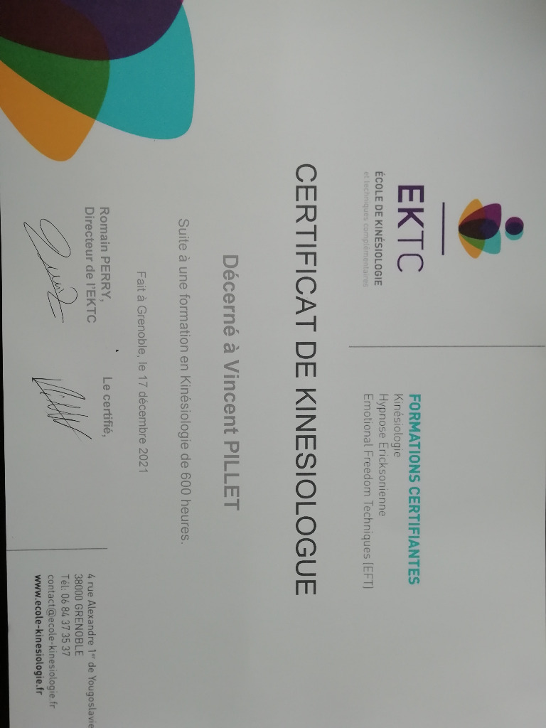 photo diplome PILL’EQUILIBRE, Vincent PILLET