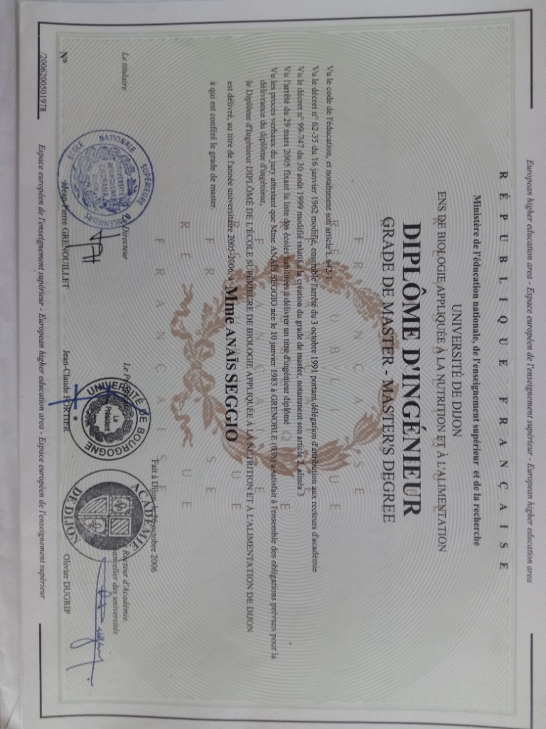 photo diplome SEGGIO Anaïs