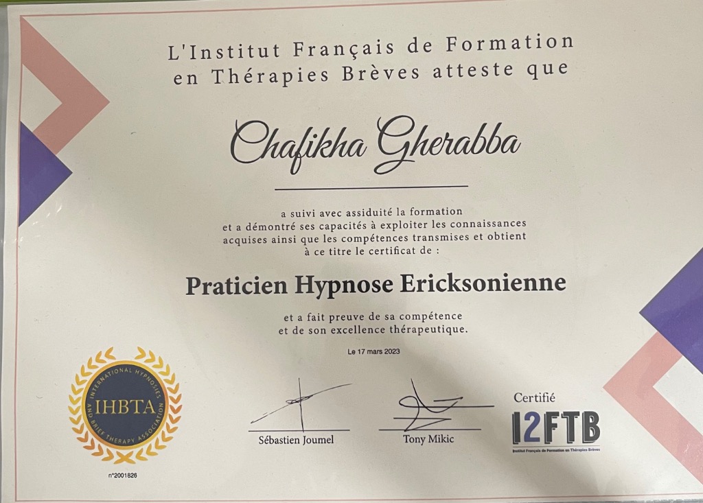 photo diplome Gherabba Chafikha
