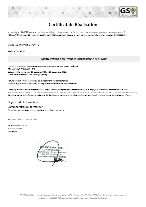 photo diplome Laporte Malvina