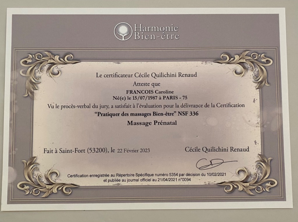 photo diplome Caroline FRANÇOIS