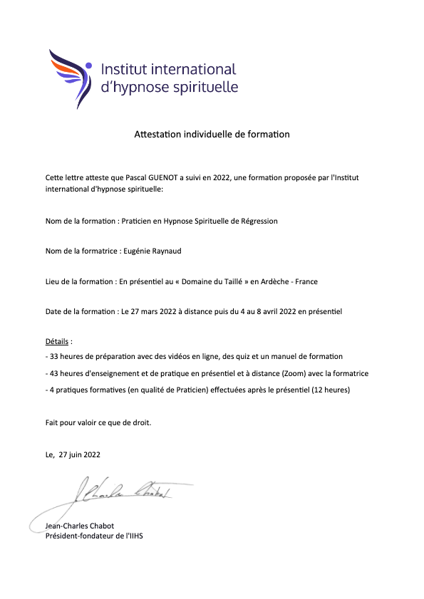 photo diplome Pascal GUENOT