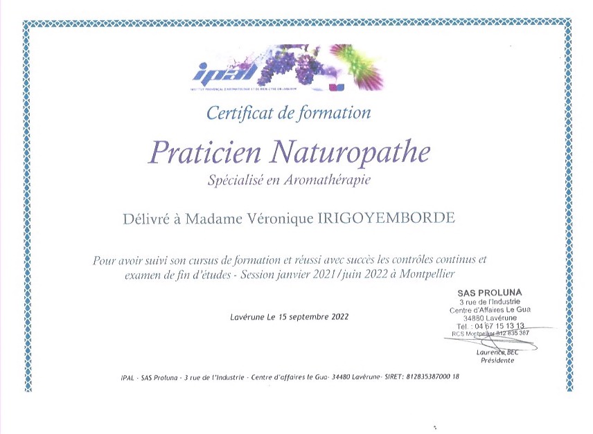 photo diplome Véro irigoyemborde