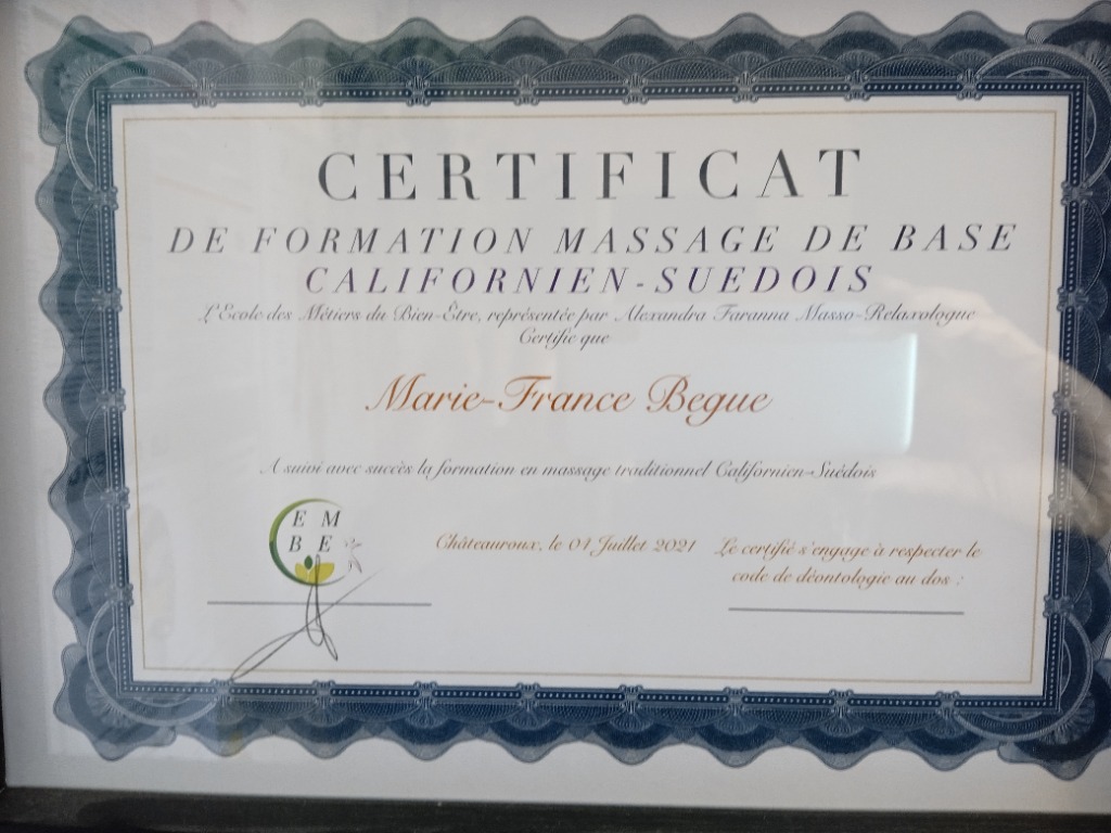 photo diplome Mon Havre de massage