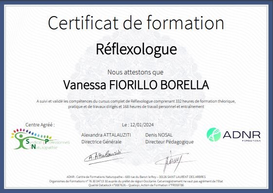 photo diplome Vanessa FIORILLO BORELLA