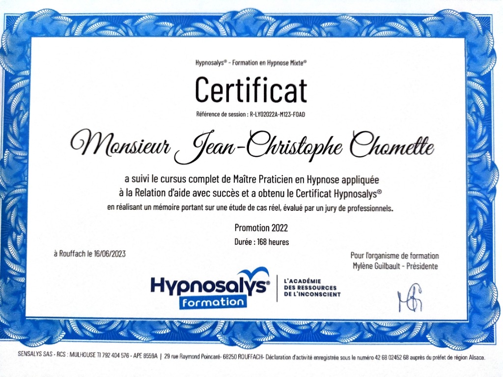 photo diplome Chomette Jean-Christophe