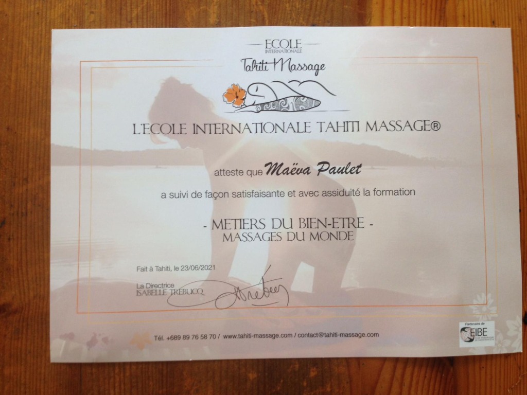 photo diplome Body & Soul Massages