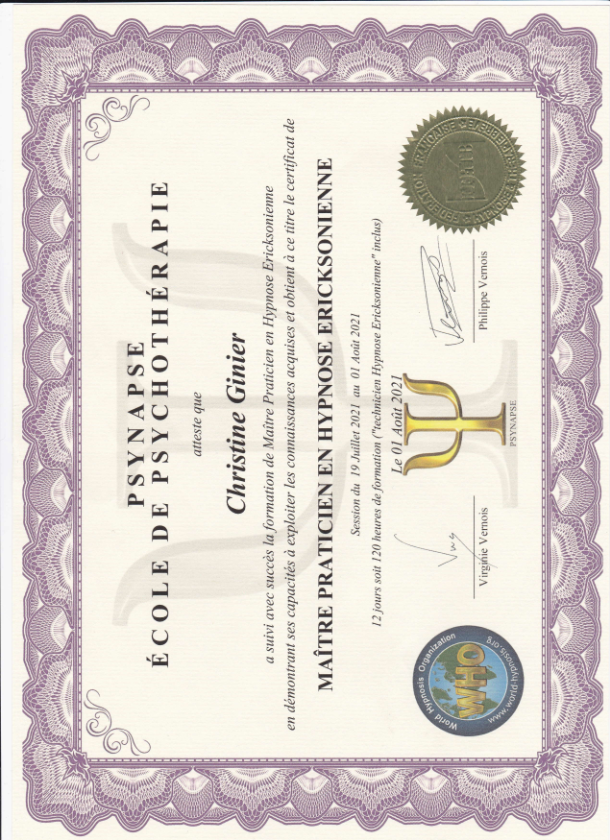 photo diplome Christine Ginier 