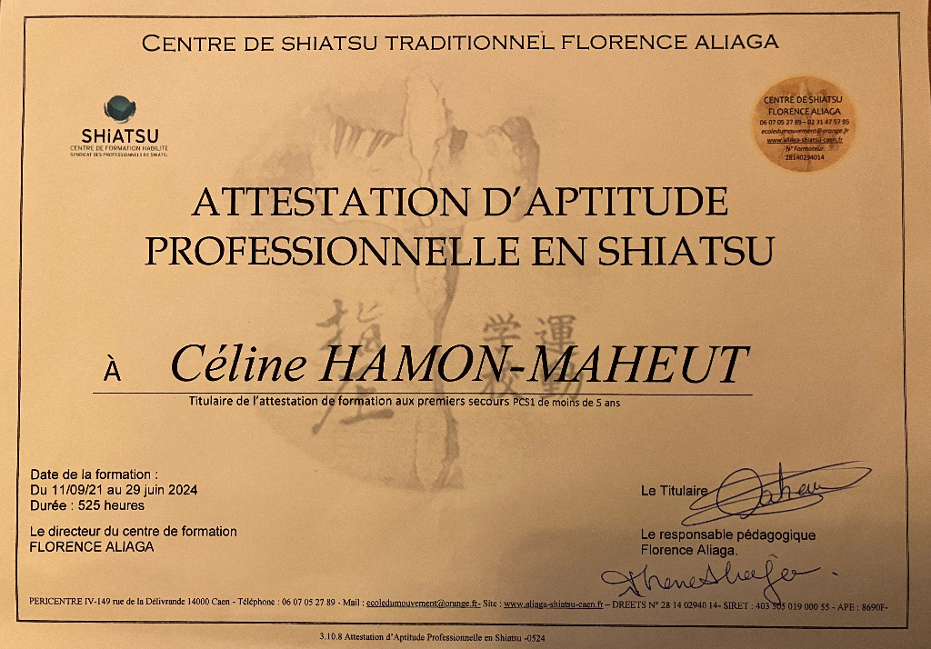 photo diplome Céline HAMON-MAHEUT