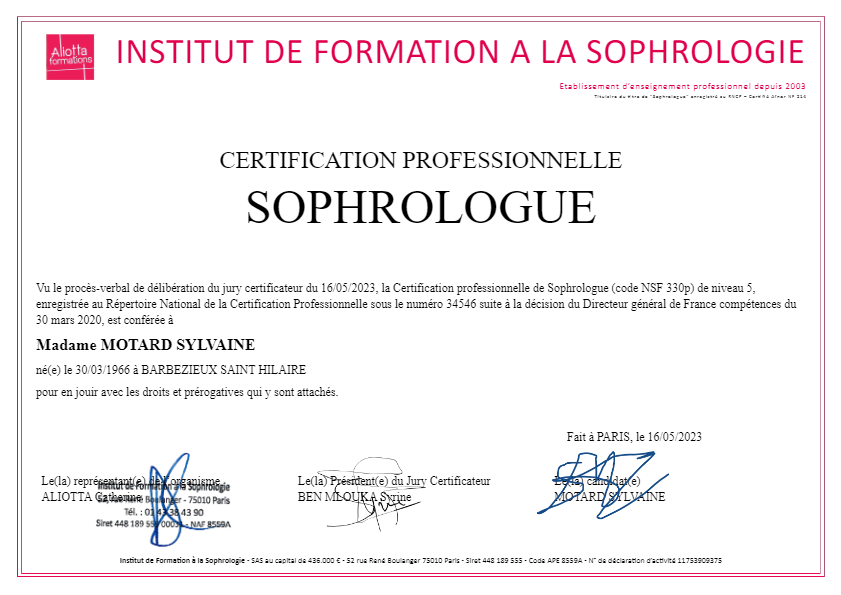 photo diplome Sylvaine MOTARD