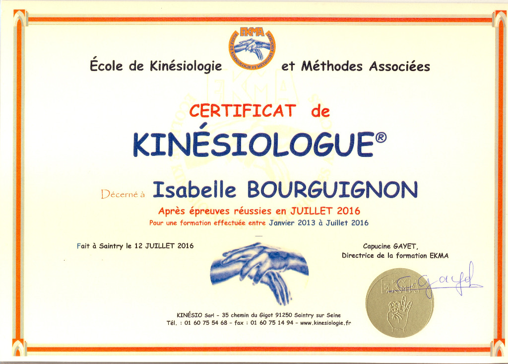 photo diplome Isabelle BOURGUIGNON