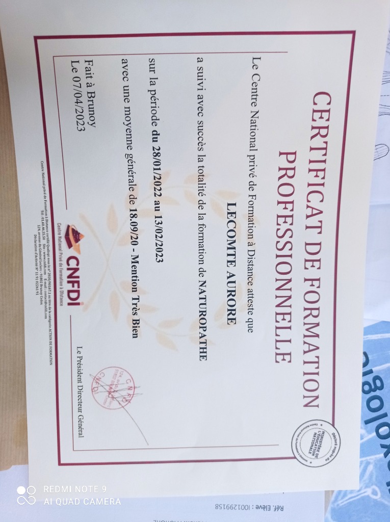 photo diplome Natur’Ame 