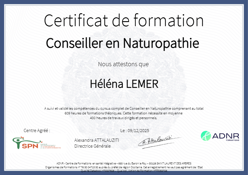 photo diplome LNA nutrition, bien-être & performance