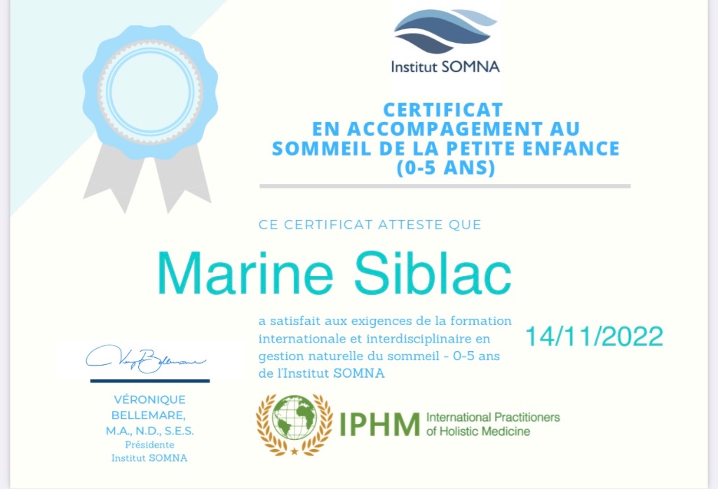 photo diplome Les Copains de Morphée 