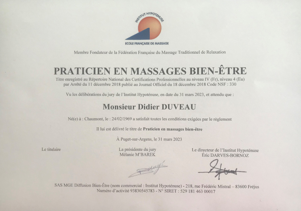 photo diplome Didier DUVEAU