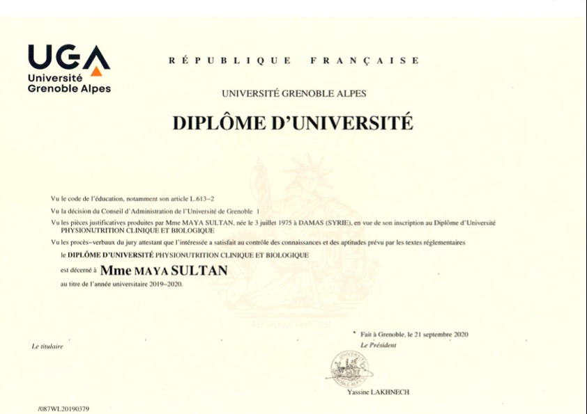 photo diplome Maya SULTAN