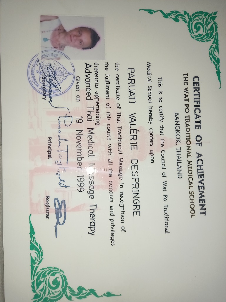 photo diplome Valérie Parvati Gaillard Despringre